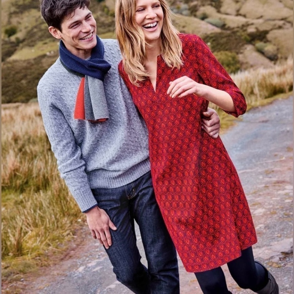 Boden Easy Notch Neck Mini Shift Dress in Red size 8